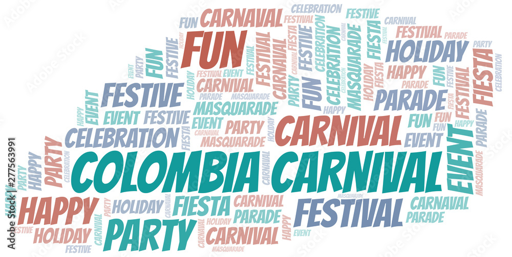 Colombia Carnival word cloud vector made with text only. Colombia Carnival word cloud vector made with text only.