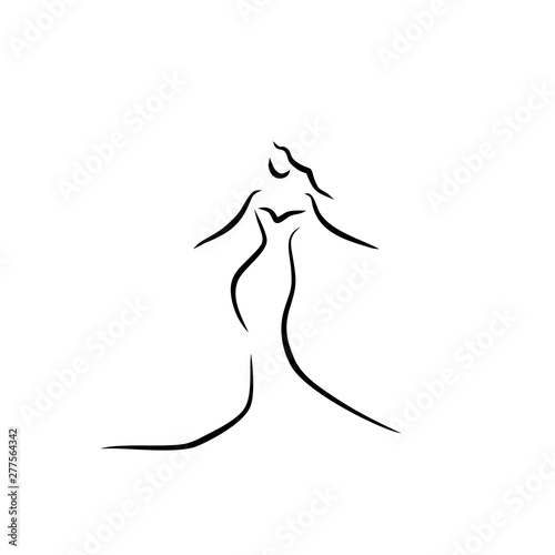 lady dress line illustration vector 
