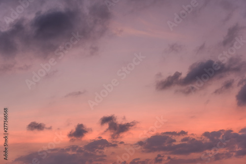 Beautiful purple clouds on the summer evening sky