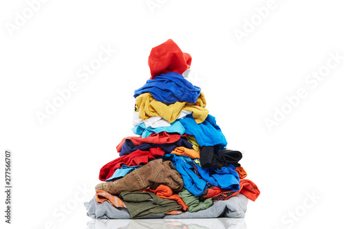 Pile many colors clothes