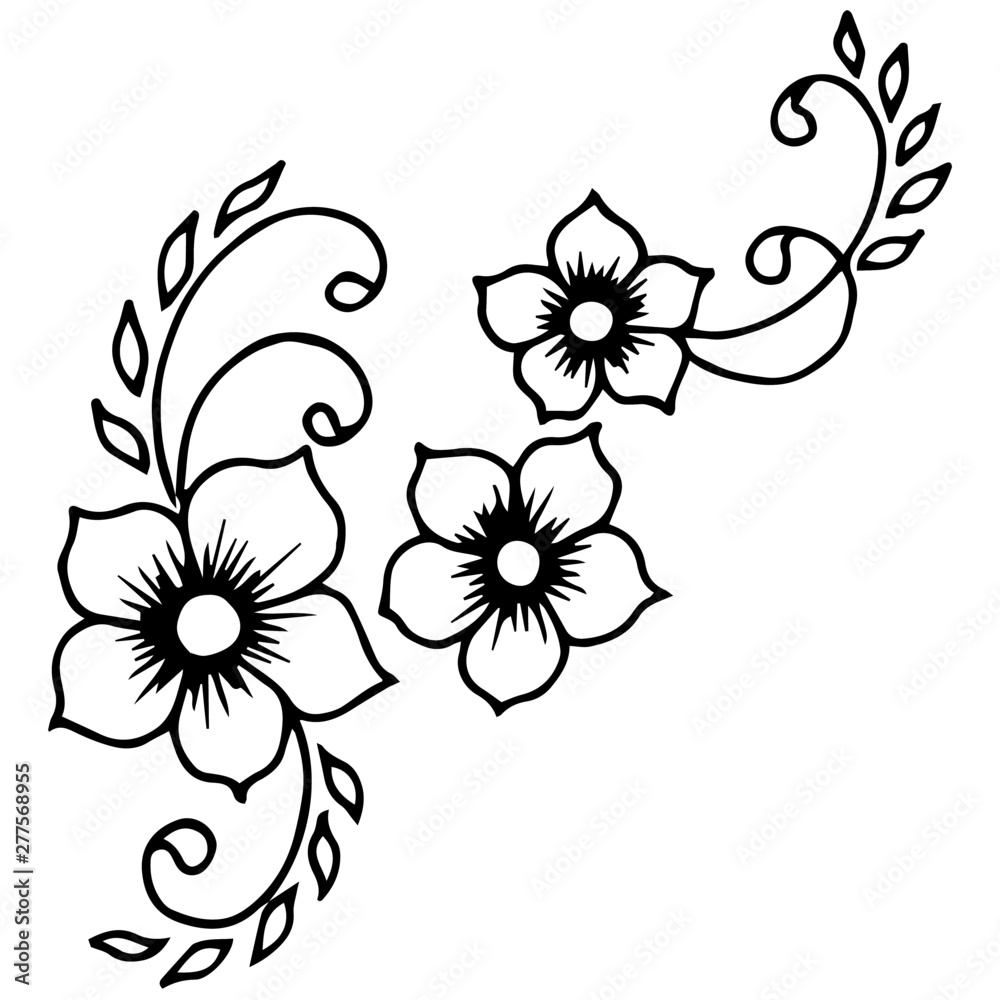 Naklejka premium graphic flowers, without color
