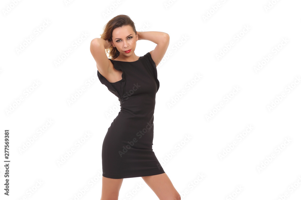 young slim girl in a black dress young slim girl in a black dress