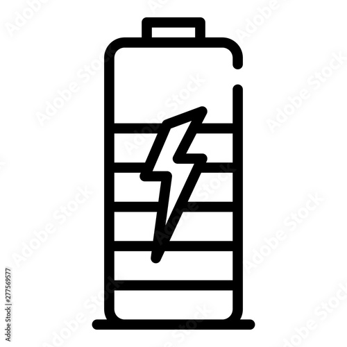 Battery with lightning icon. Outline battery with lightning vector icon for web design isolated on white background