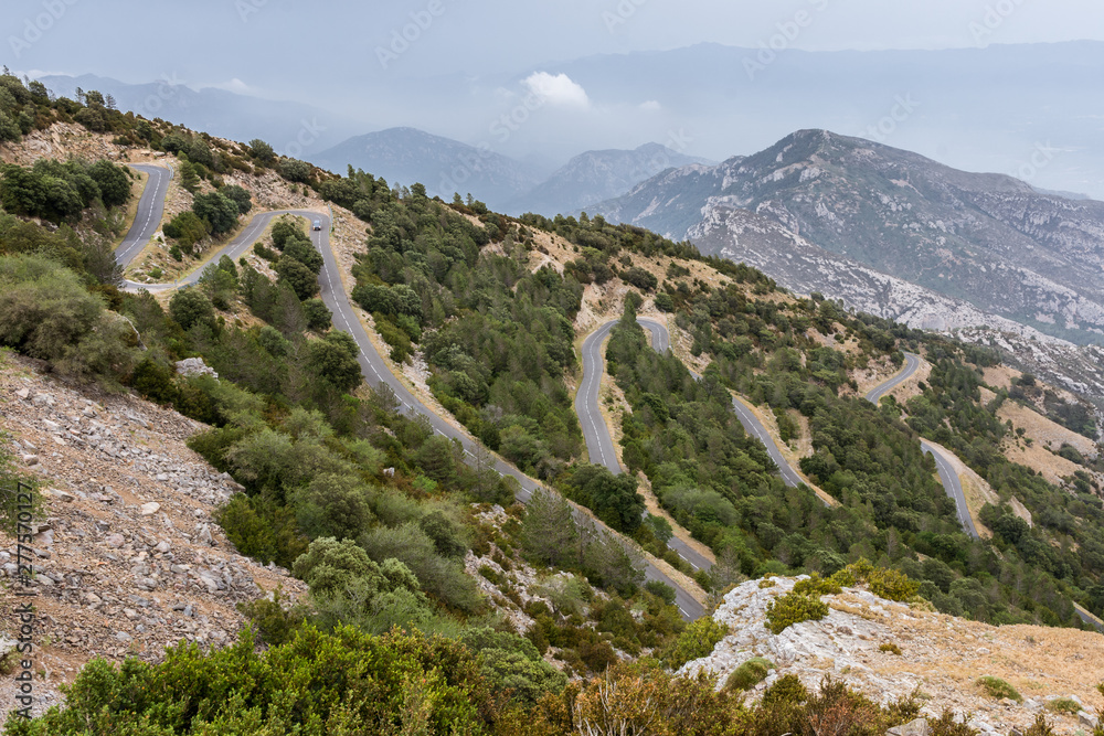 Landscape with winding road in the mountain