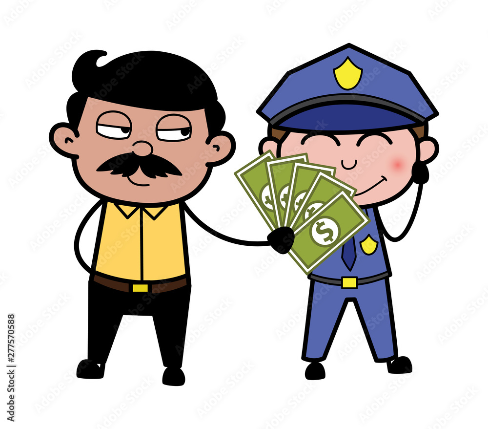 Offering Bribe to a Police Officer - Indian Cartoon Man Father Vector  Illustration Stock Vector | Adobe Stock
