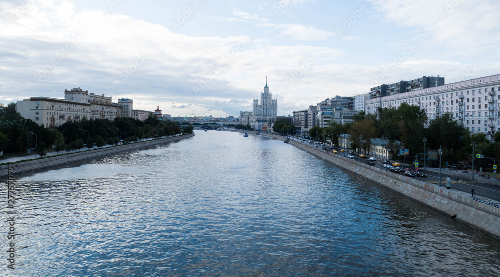 Moscow River in the summer in the center, Russia