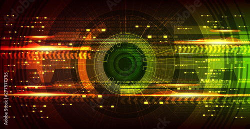 Camera Cyber Hi-tech Eye on Red and Green Technology Background,Camera Security and Robot Concept design,Vector Illustration.