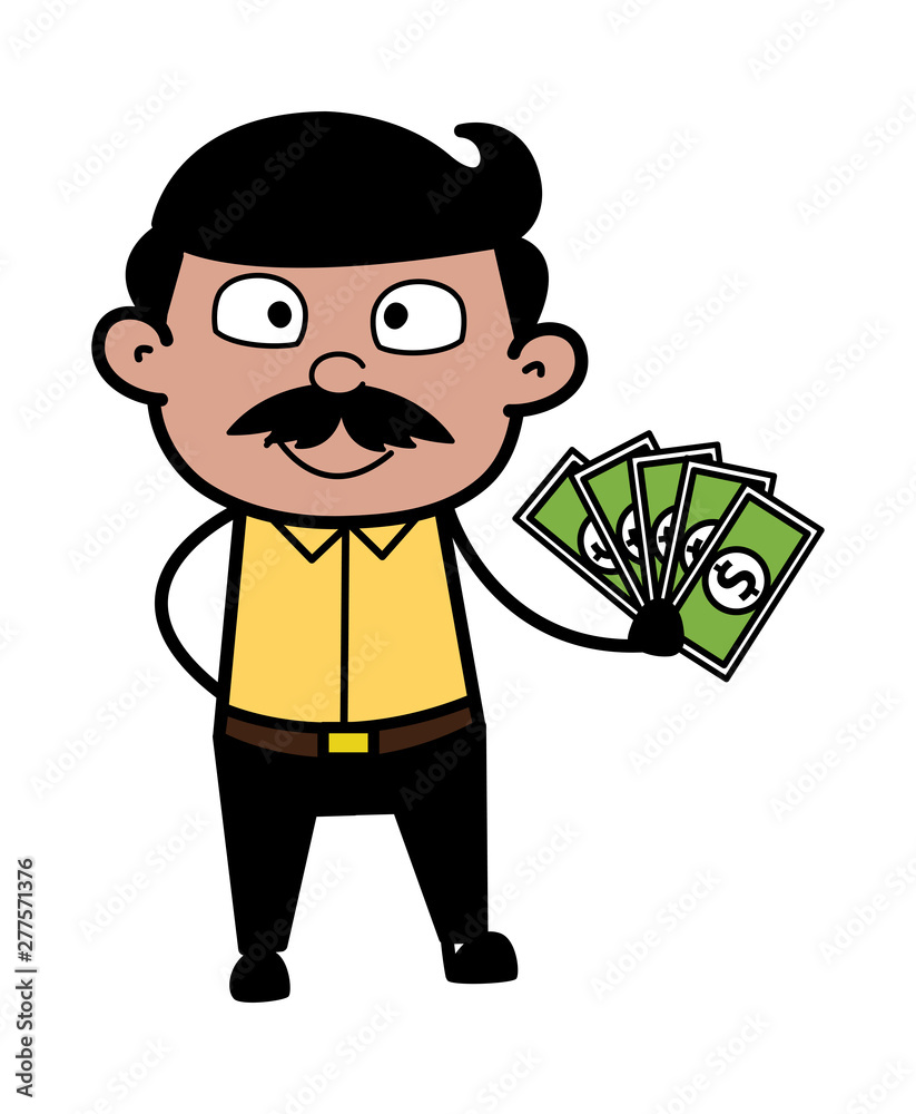 Showing Money - Indian Cartoon Man Father Vector Illustration Stock Vector  | Adobe Stock