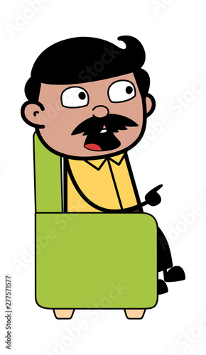 Pointing and Talking - Indian Cartoon Man Father Vector Illustration