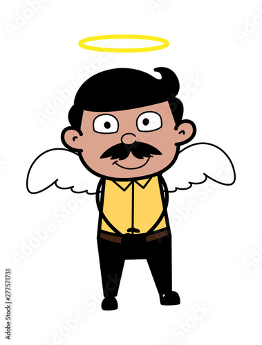Man in Angel Costume - Indian Cartoon Man Father Vector Illustration