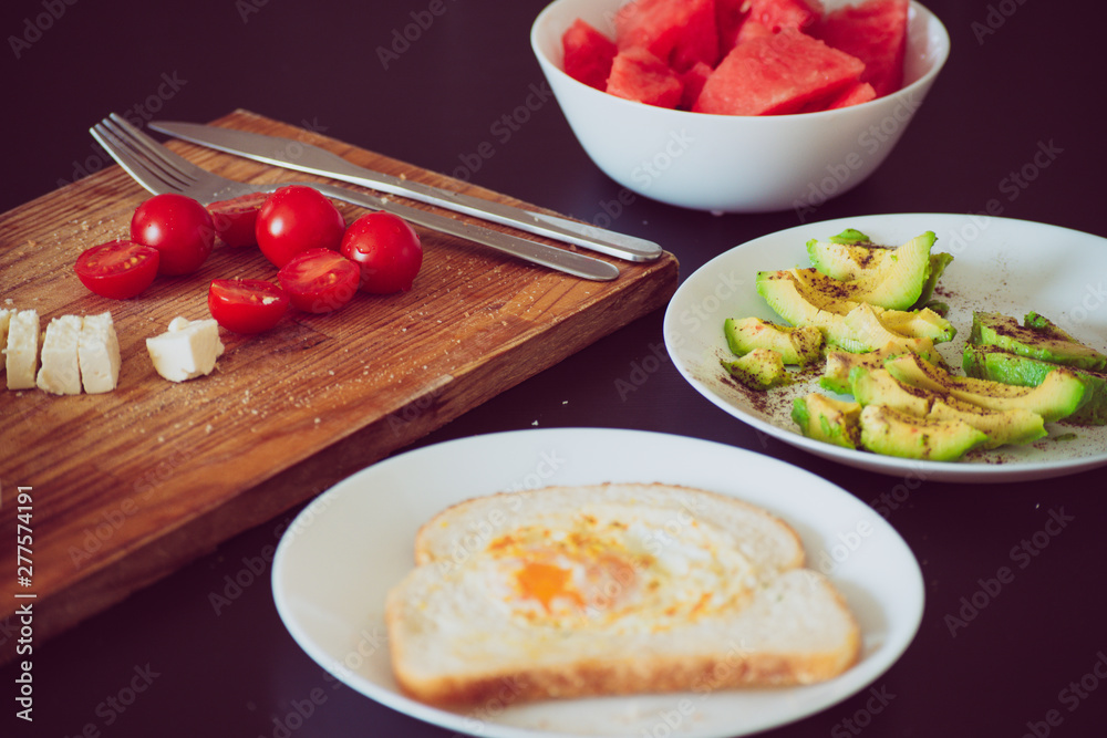 Homemade breakfast with egg Homemade breakfast with egg