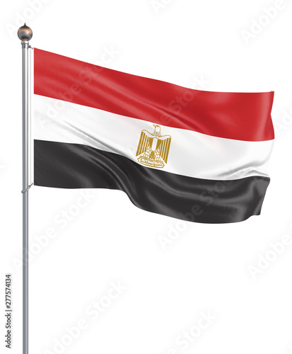 Egypt flag blowing in the wind. Background texture. 3d rendering, waving flag. – Illustration, isolated on white.