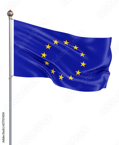 Waving European Union flag , EU flag in 3D Illustration.