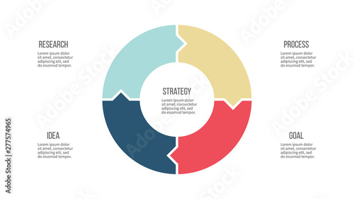 Business infographics. Circle with 4 parts, options. Vector template.