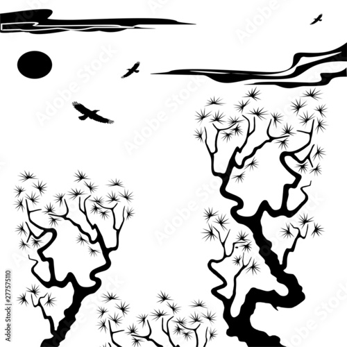  Vector illustration of a tree  black and white