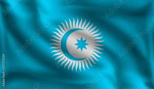 Waving The Turkic Council flag, the flag The Turkic Council, vector illustration