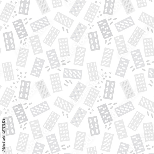 Pills and blister packs isolated on transparent, seamless background. Easy to edit colors in Illustrator.