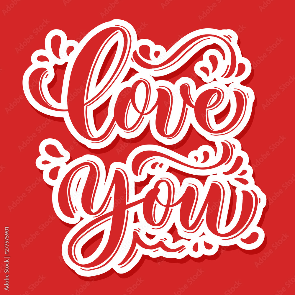 Love you hand lettering vector.