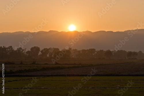 Sunset over the Mountains at Nyaung Shwe, Myanmar (Birma)