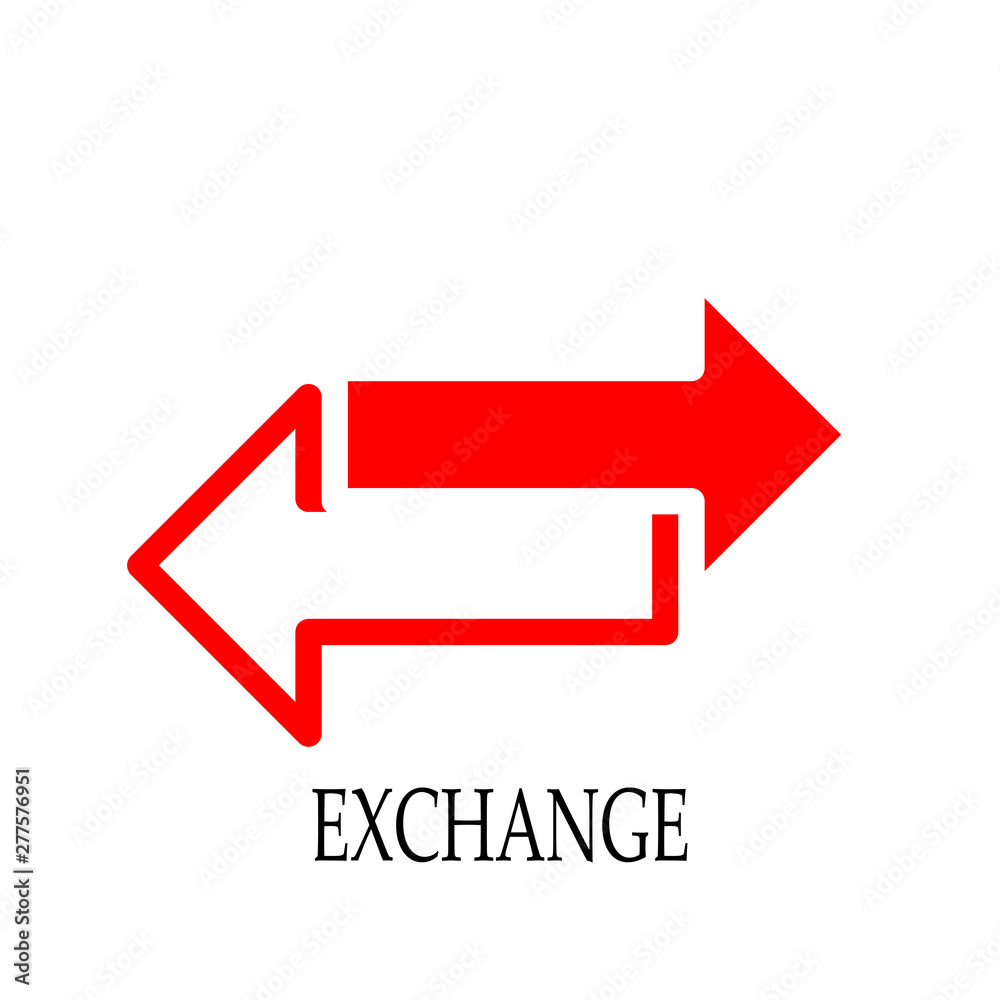 Exchange red arrows in opposite directions, vector icon Exchange red arrows in opposite directions, vector icon