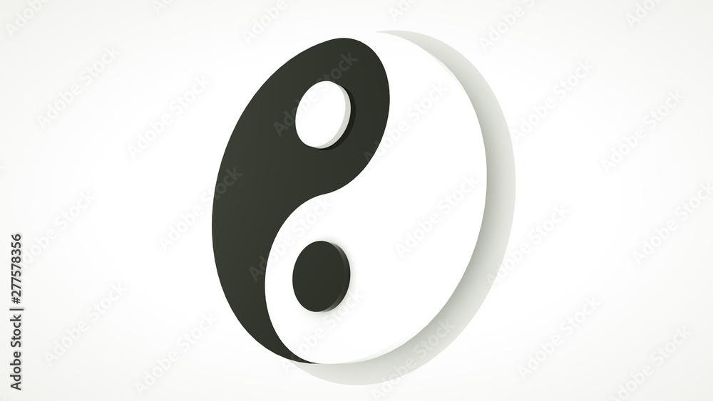 3D rendering Yin Yang asian symbol over white 3D rendering Yin Yang asian symbol over white