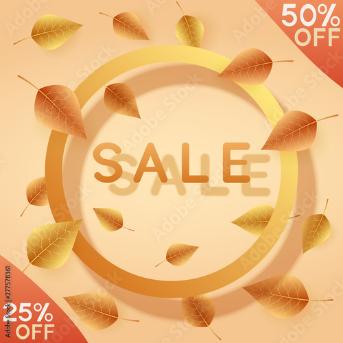 Autumn sale banners, poster,  with multicolor autumn leaves. .Vector fall poster background. Concept layout for discount labels, flyers and shopping. Layout for advertisements. Vector illustration.