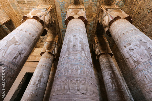 Columns in Denderah Temple, Qena, Egypt photo