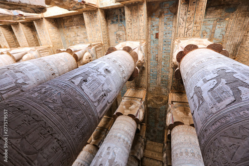 Columns in Denderah Temple, Qena, Egypt photo