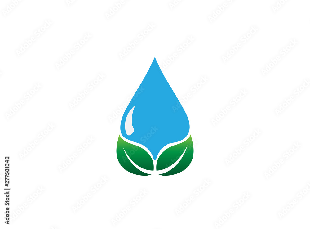 watering dropet and leaf logo symbol drop water icon