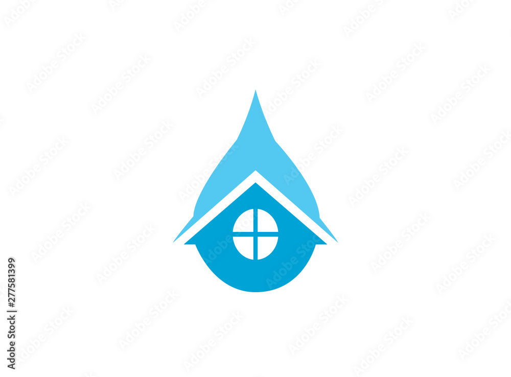Home plumber icon inside a drop of water for the house repair sanitary, logo design Home plumber icon inside a drop of water for the house repair sanitary, logo design