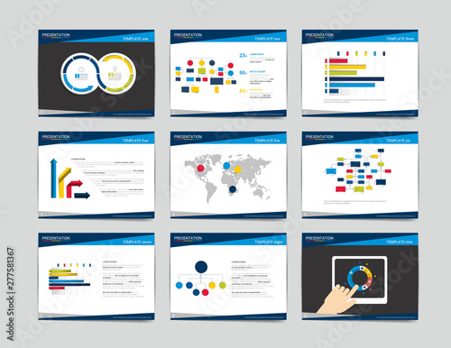 9 presentation business templates. Infographics for leaflet, poster, slide, magazine, book, brochure, website, print.