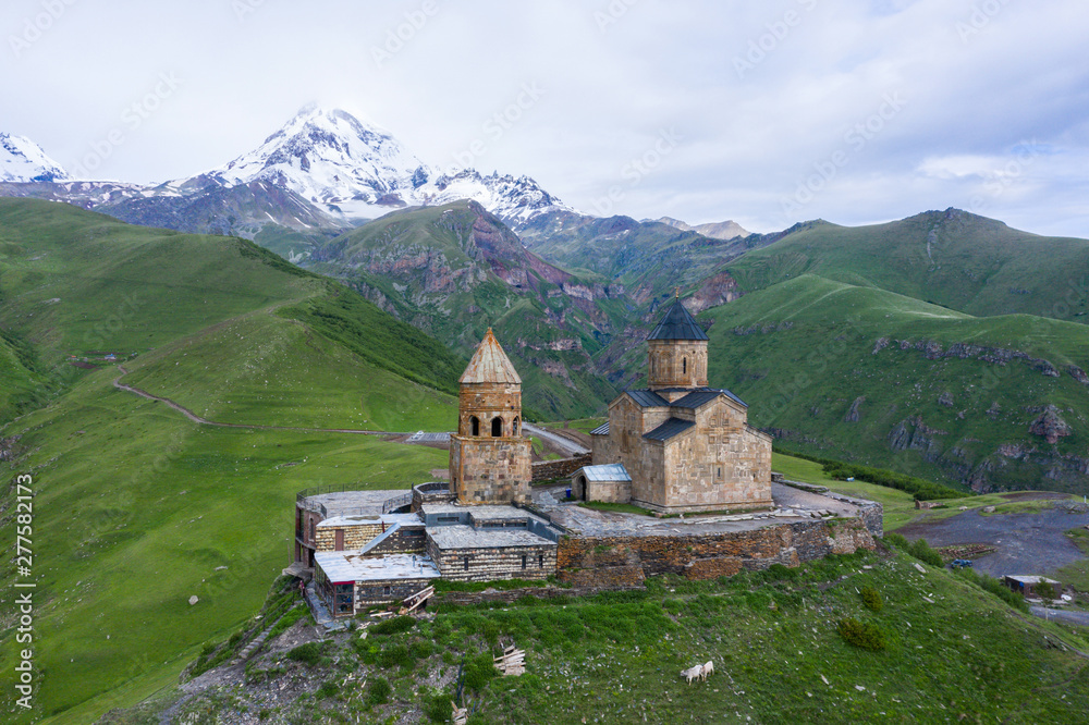Gergeti Trinity Church (Tsminda Sameba), Holy Trinity Church near the village of Gergeti in Georgia, under Mount Kazbegi.
