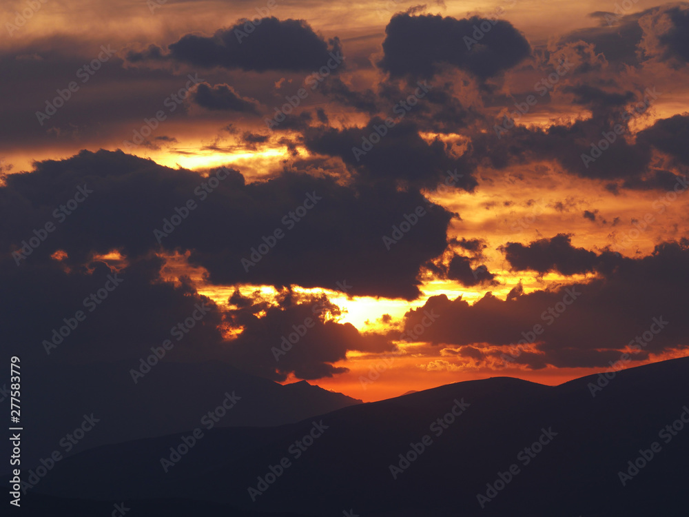 beautiful golden sunset sky landscape