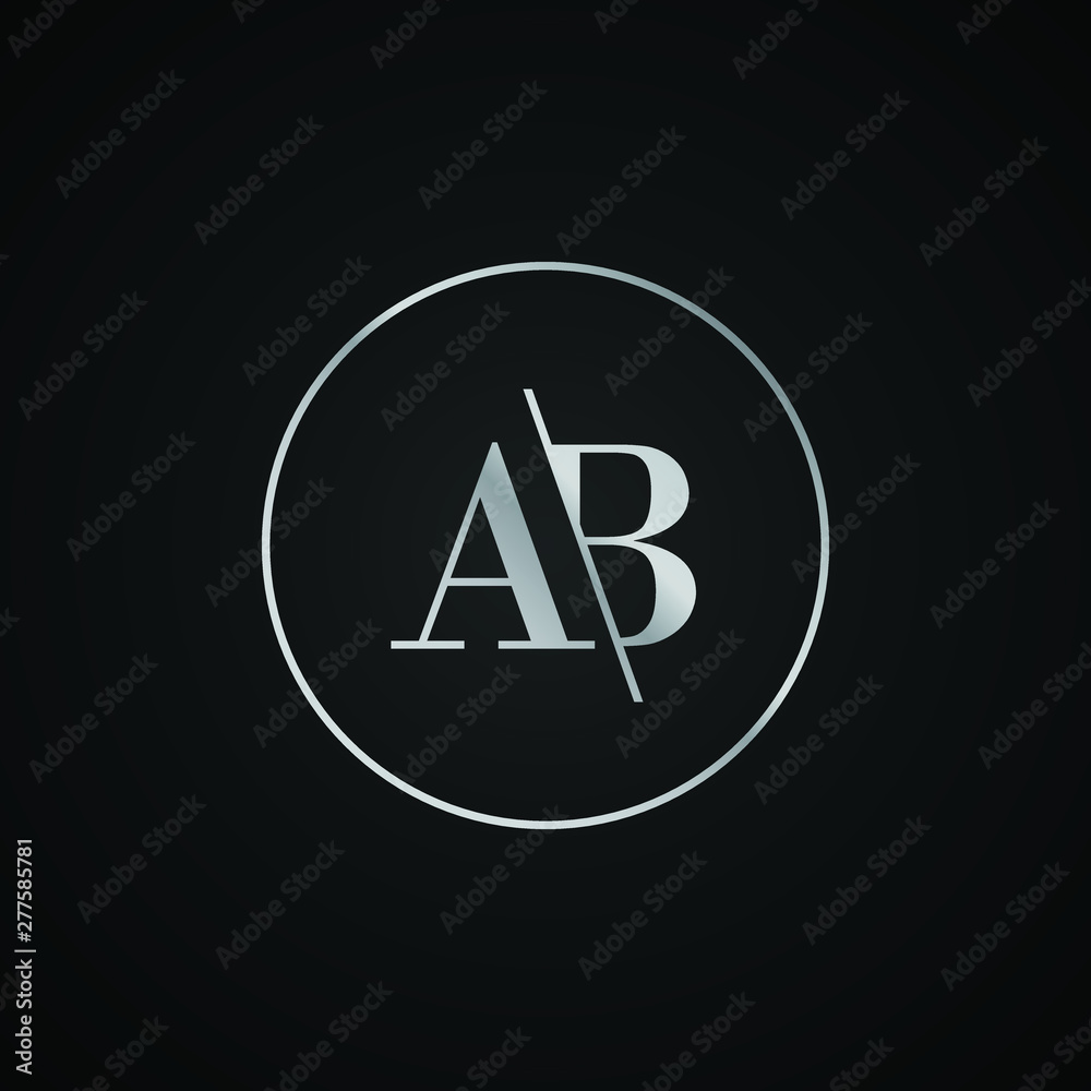 AB initial letter elegant Logo template vector creative business black and silver color based AB initial letter elegant Logo template vector creative business black and silver color based