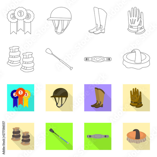 Vector illustration of equipment and riding icon. Collection of equipment and competition stock vector illustration.