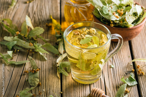 Linden flower tea, honey, alternative medicine