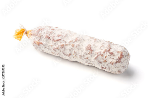 Dry sausage isolated on white background