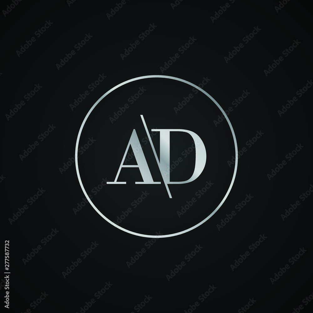 AD initial letter elegant Logo template vector creative business black and silver color based AD initial letter elegant Logo template vector creative business black and silver color based