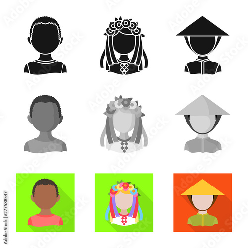 Vector design of imitator and resident logo. Set of imitator and culture stock symbol for web.