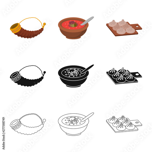 Isolated object of culture and sightseeing icon. Collection of culture and originality stock vector illustration.