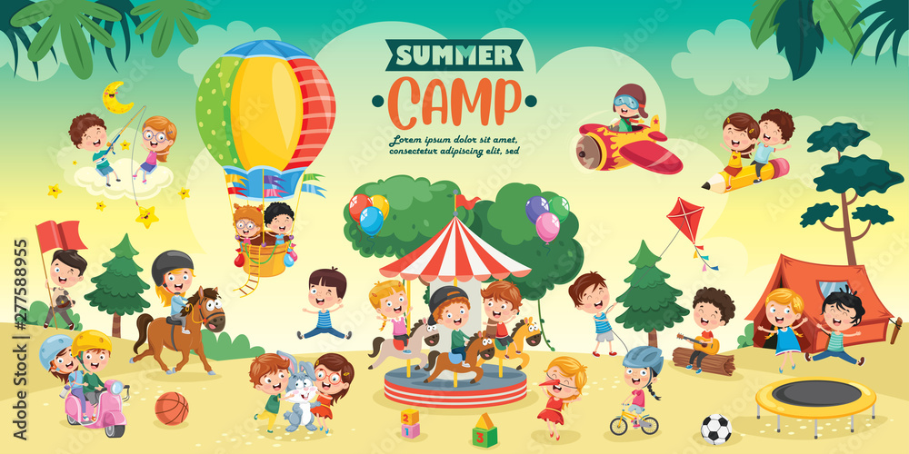 Fototapeta premium Vector Illustration Of Kids Landscape