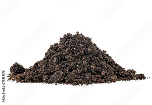 Heap of soil isolated on a white background
