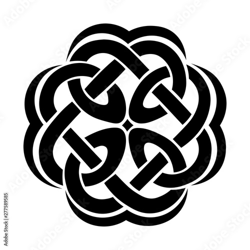 Celtic symbol. Round sign with celtic elements. Vector illustration isolated on a white backgrond.