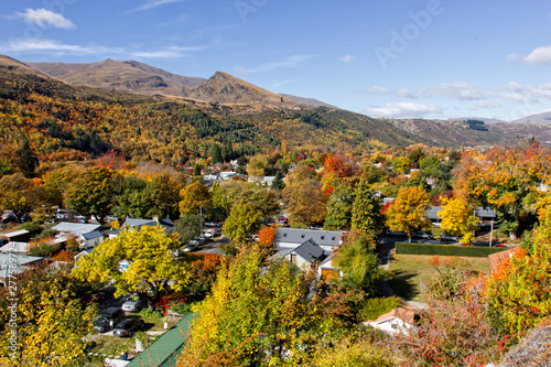 Autumnal view of Arrowtown in New Zealand. It is located near Queenstown on the south island.