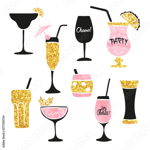 Set of cocktail glasses. Ve...