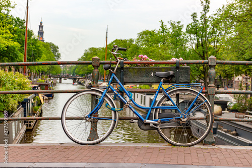 Bicycle on Amsterdam Canal Bridge 