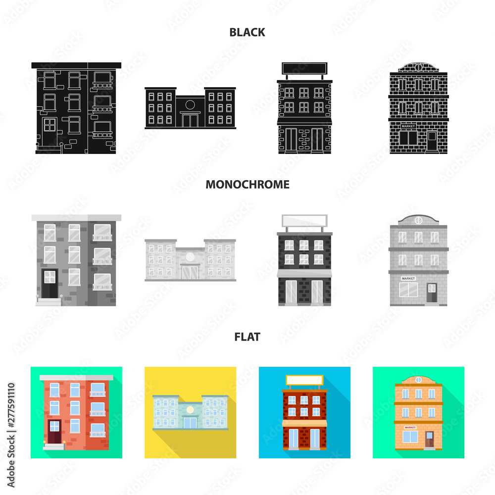 Isolated object of municipal and center icon. Collection of municipal and estate vector icon for stock. Isolated object of municipal and center icon. Collection of municipal and estate vector icon for stock.