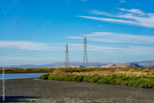 High voltage post,High voltage tower at blue nice sky - Palo Alto,  California, USA