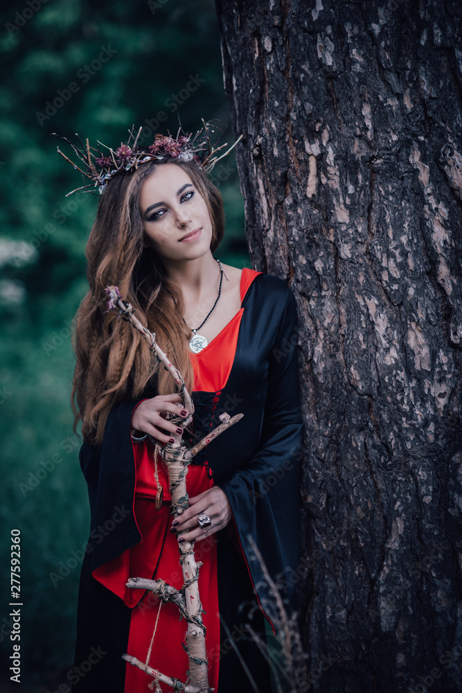 Naklejka premium fairy tale witch in the forest