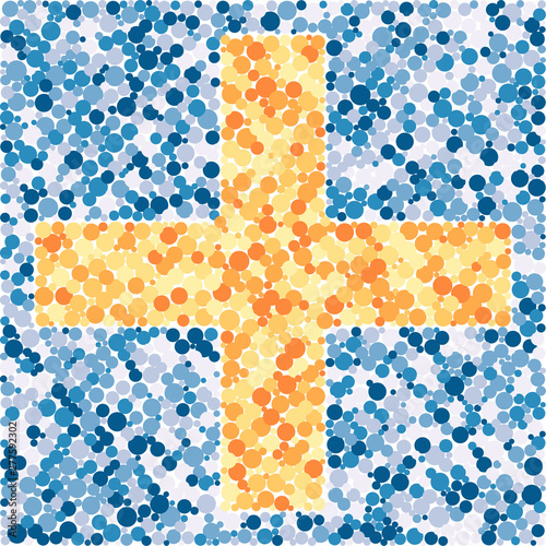 Plus math sign color distributed circles dots illustration